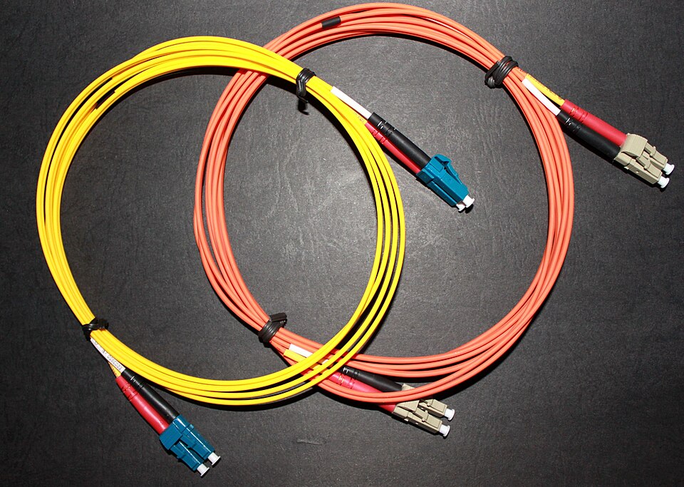 Yellow single-mode and orange multimode LC patch cords
